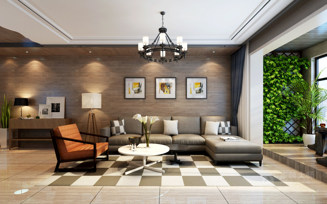 现代客厅北欧新古典曲线色彩别致客厅家装效果图
