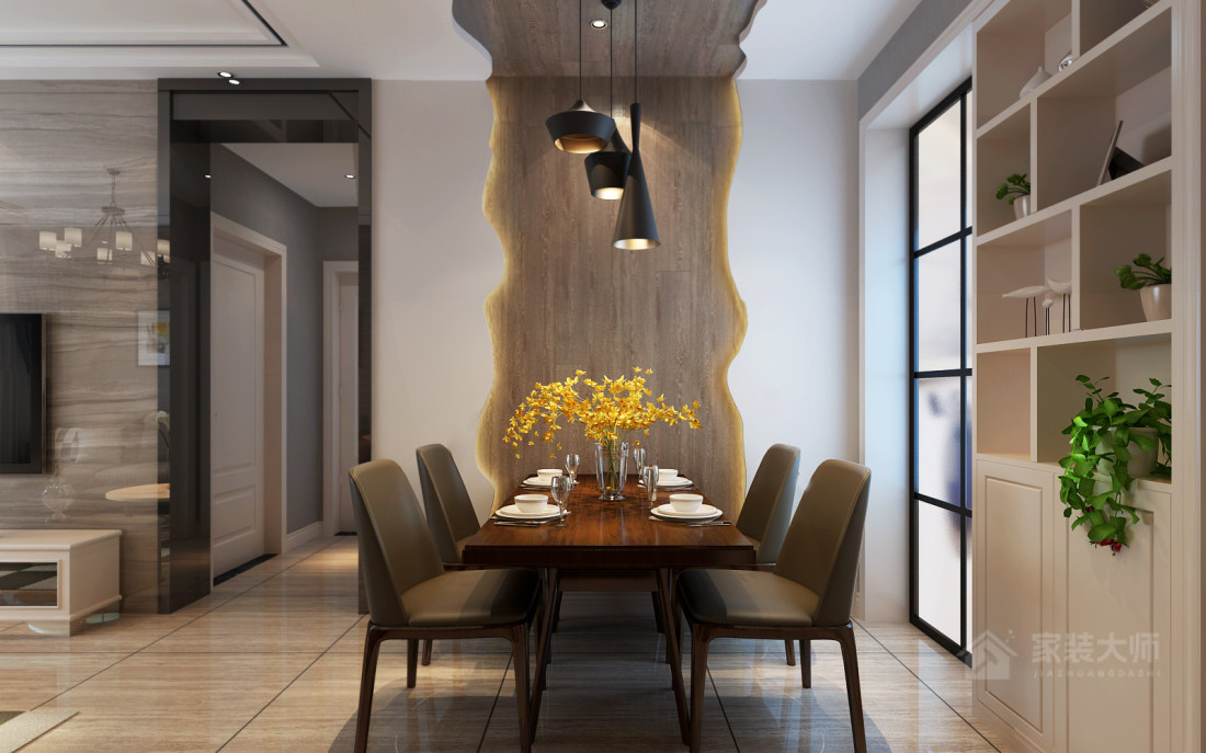 現代客廳北歐新古典曲線(xiàn)色彩別致客廳家裝效果圖
