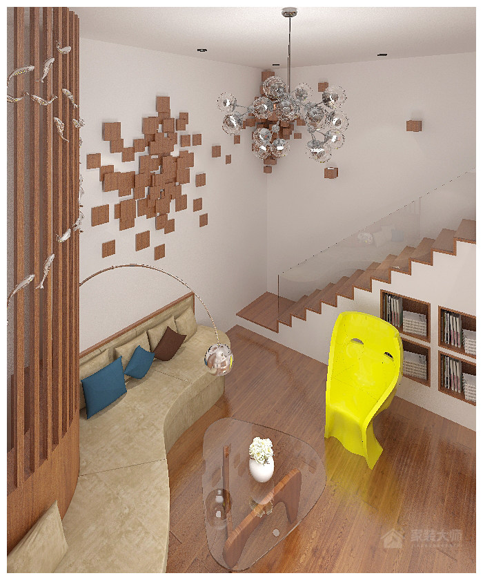 宝门公寓现代简约复式家装效果图
