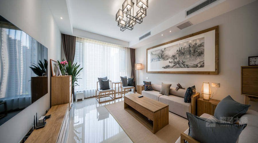 上海沙龍105㎡中式三居裝修效果圖