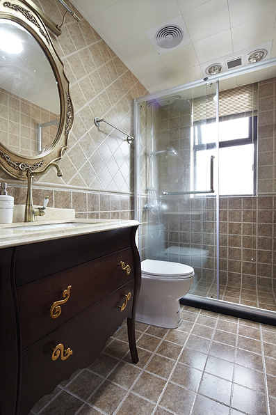 卫生间古典风格实木浴室柜图片