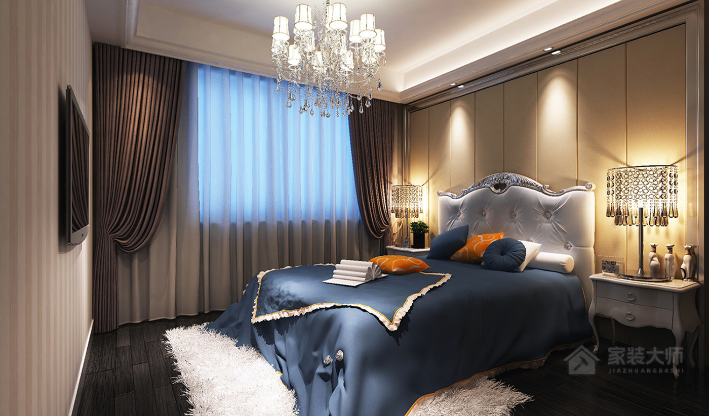 古典风格卧室高贵水晶吊灯图片