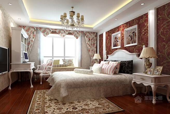 臥室古典風格白色床頭柜圖片