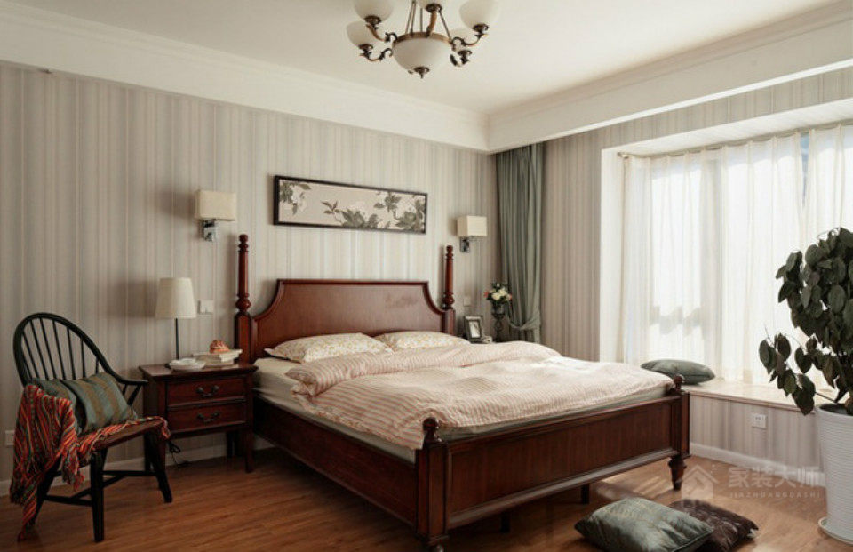 美式风卧室双人床展示图