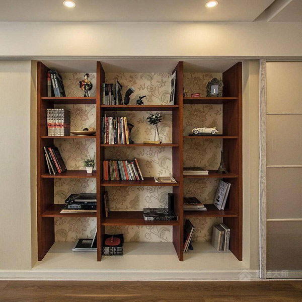 美式卧室原木材质书柜效果图