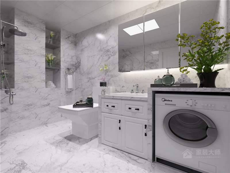 現代風(fēng)衛生間白色浴室柜效果圖