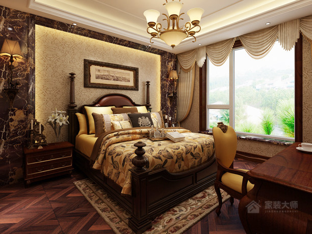 美式风格卧室双人床展示图
