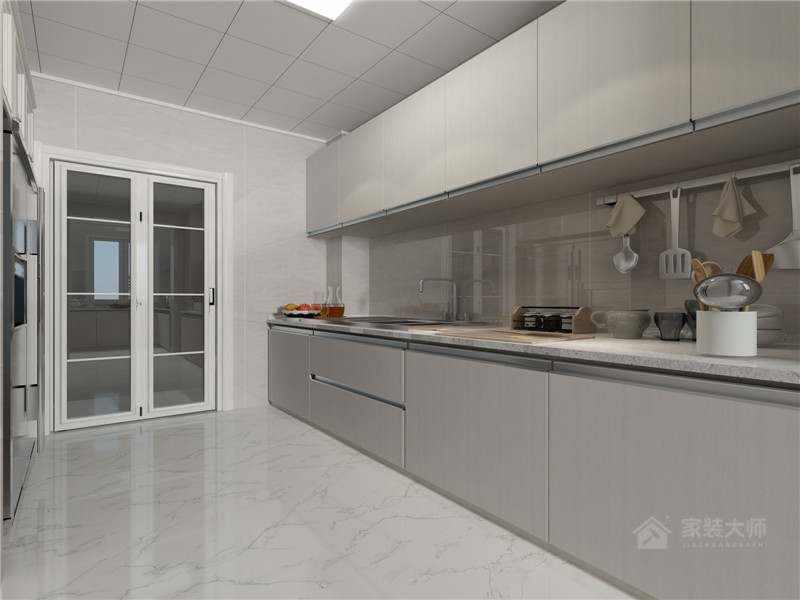 现代厨房简约灰色系橱柜效果图