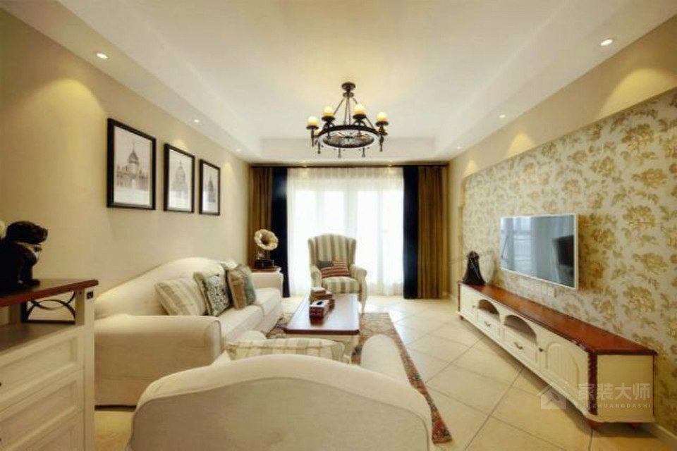 美式风格客厅米色沙发效果图