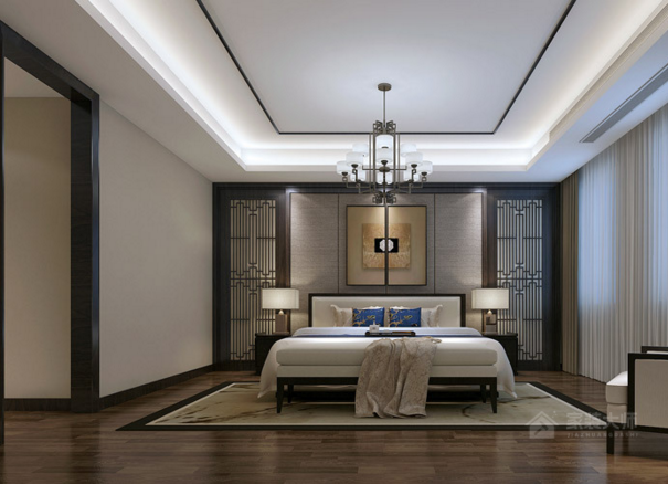 中式臥室雙人床展示圖