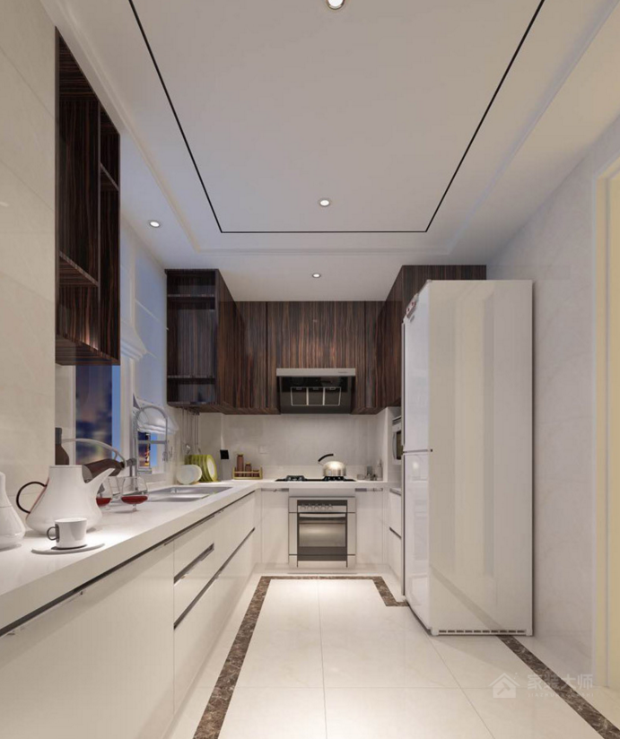 现代简约厨房白色橱柜效果图