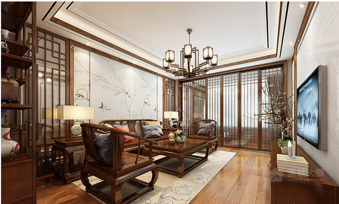 中式风格客厅木质沙发图片