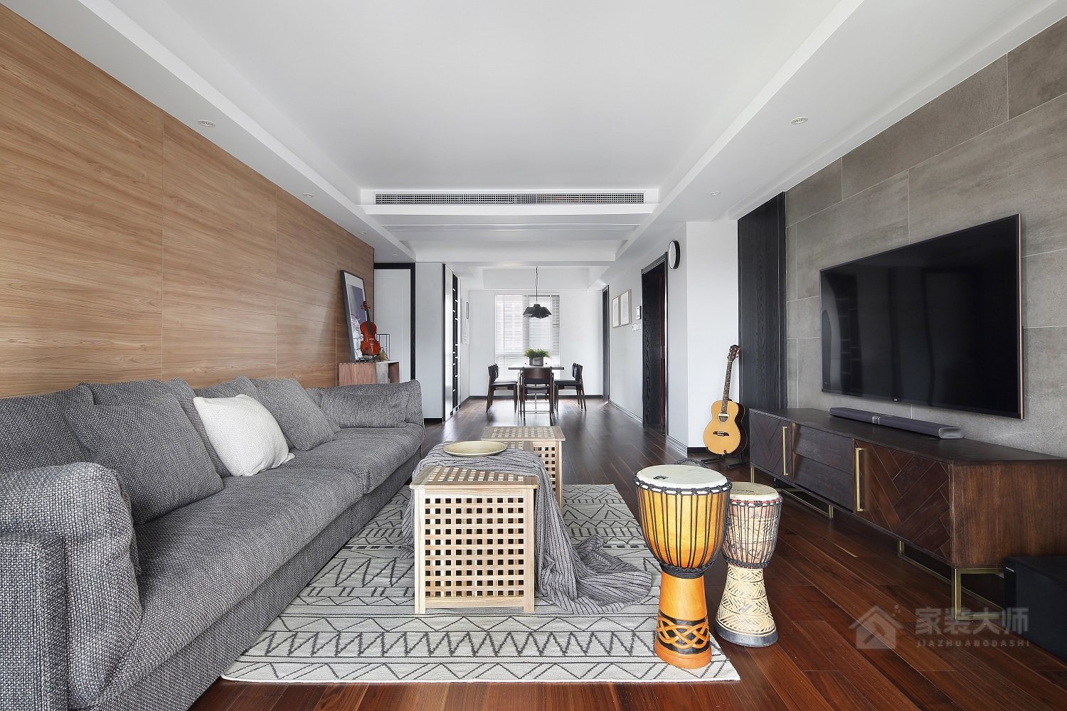 现代简约客厅灰色沙发组合图片