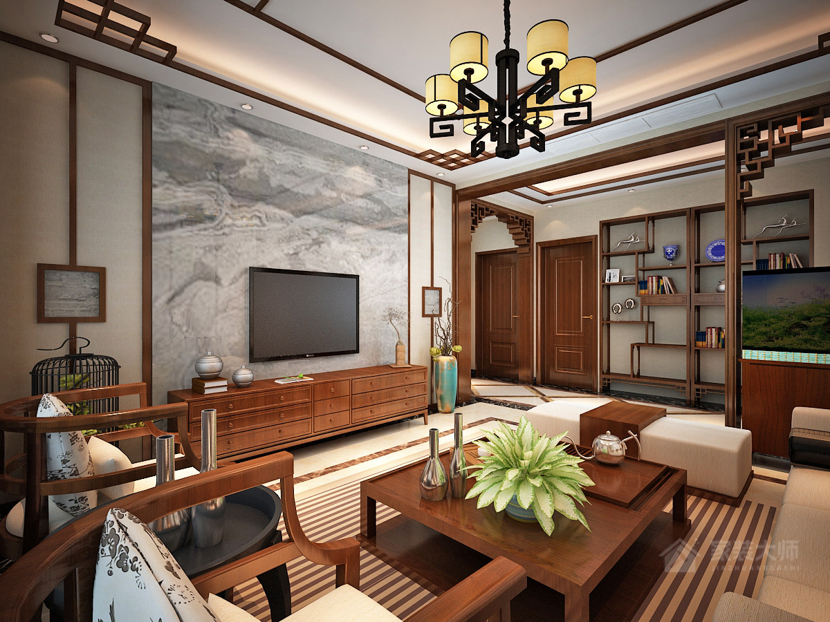 中式古典气息客厅实木方形茶几图片