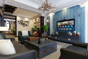 美式风格客厅电视墙效果图