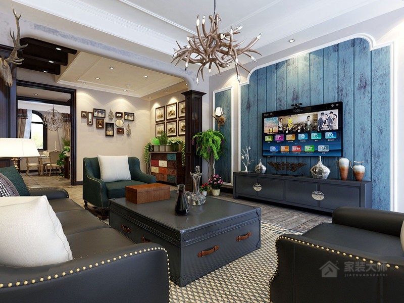 美式风格客厅电视墙效果图