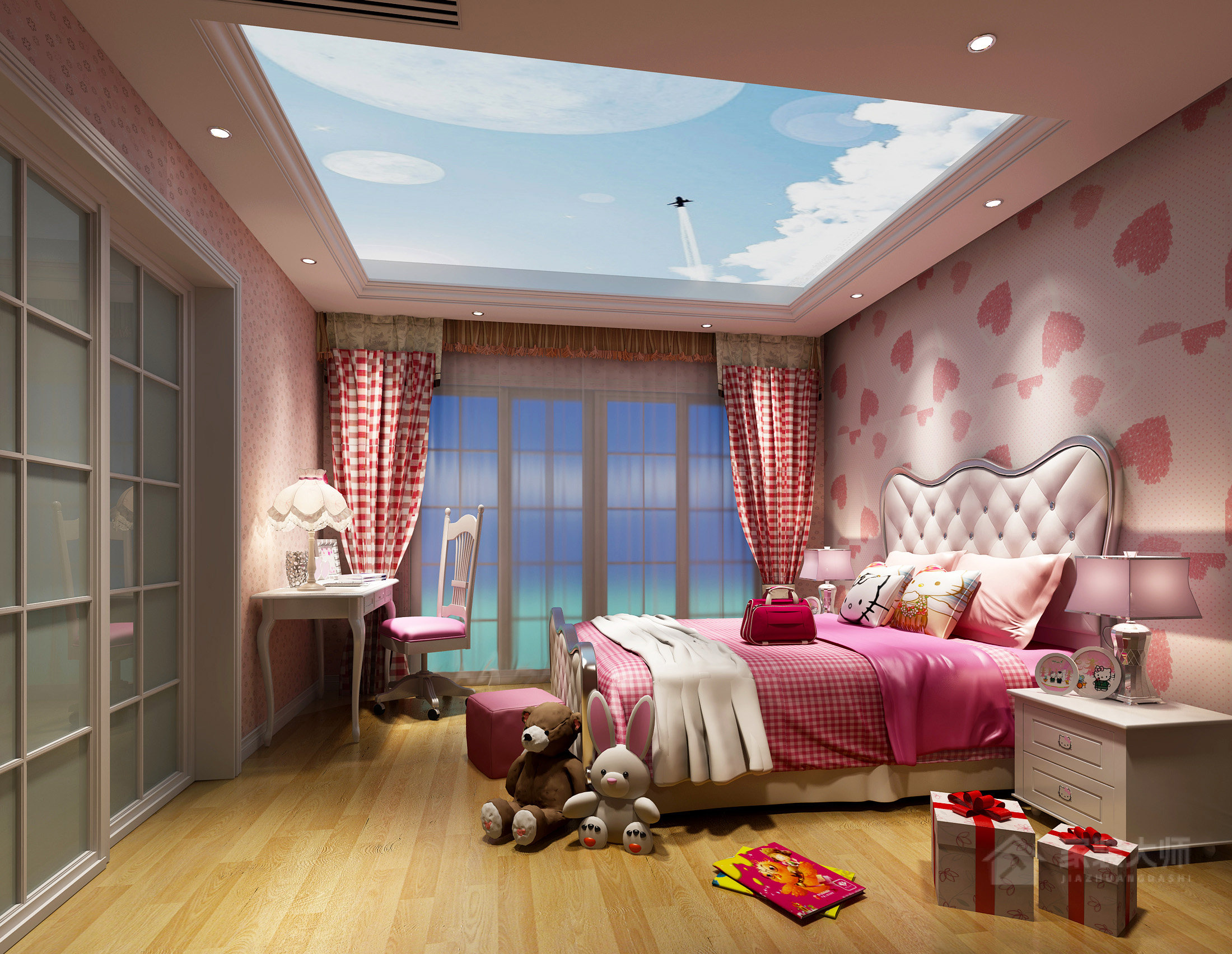 温馨舒适粉色欧式儿童房装修效果图