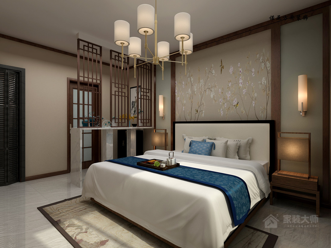 古典韻味臥室新中式雙人床設計