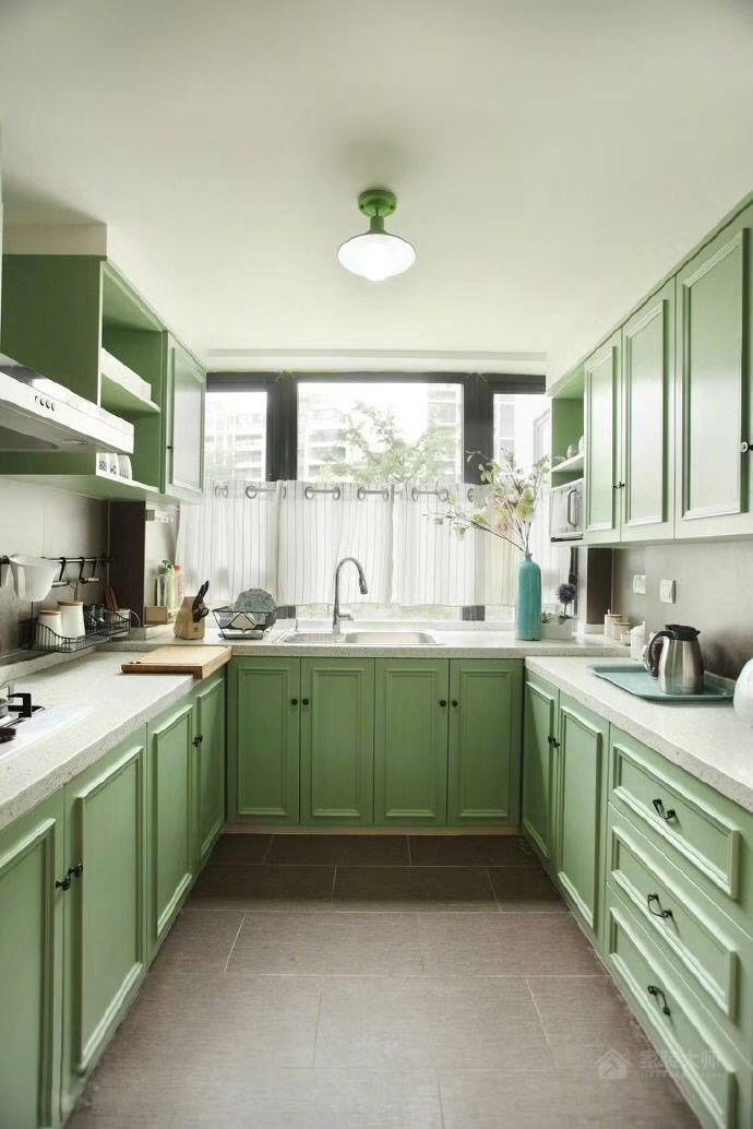 廚房綠色清新櫥柜效果圖
