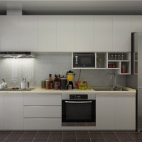 简约白色一字型厨房装修效果图展示