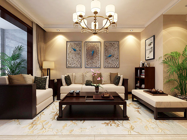 簡潔清秀新中式客廳方形茶幾圖片展示