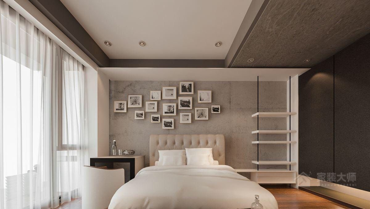 现代中式卧室创意床头背景墙图片