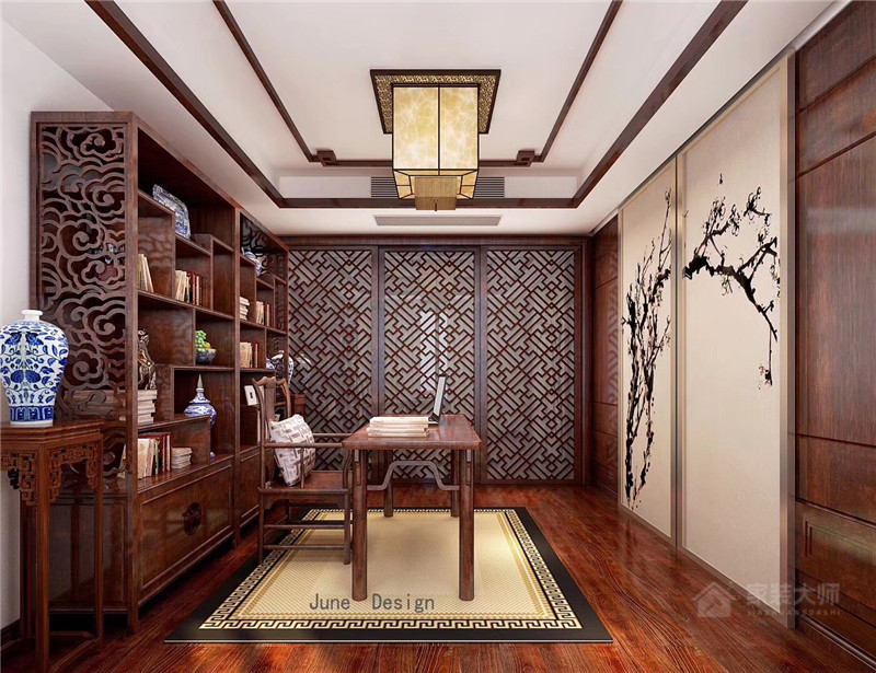 精致华贵中式书房实木书桌效果图欣赏
