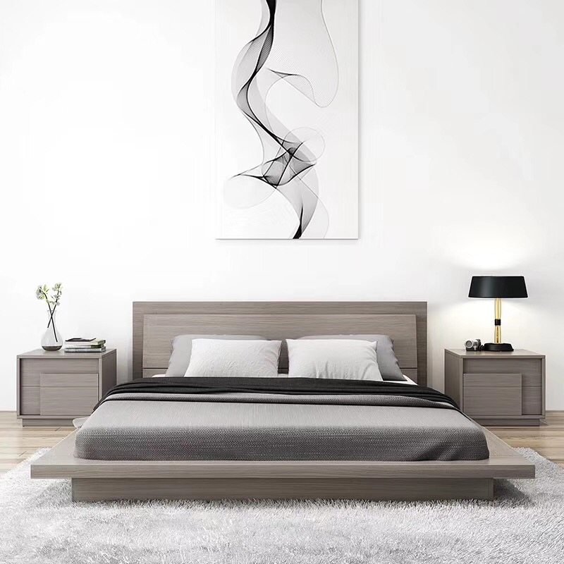 现代简约卧室板式双人床图片