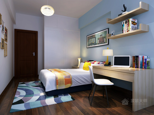 简易设计卧室实木书桌图片展示