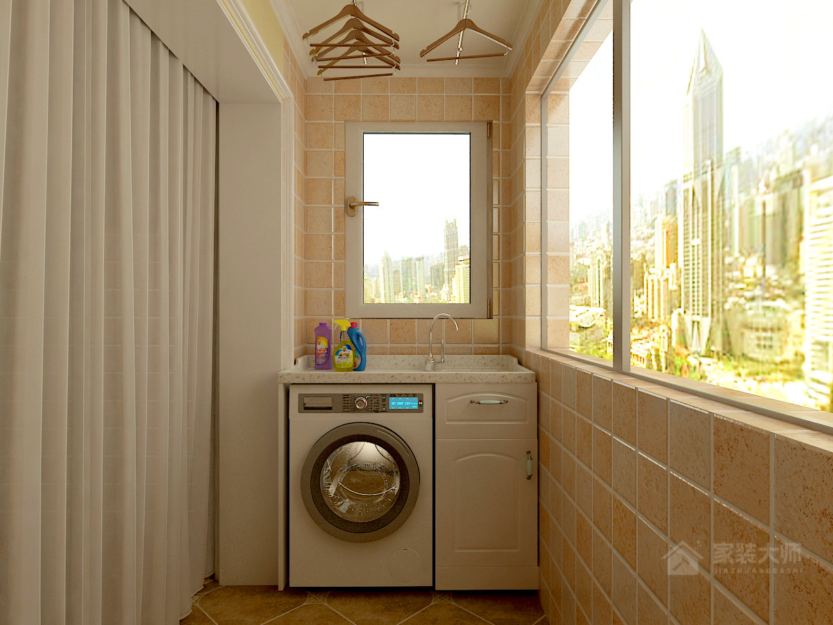 简约美式阳台洗衣机图片