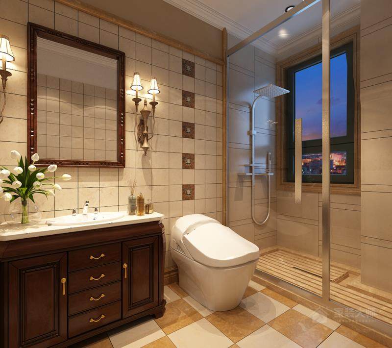 美式風格復古風木浴室柜圖片