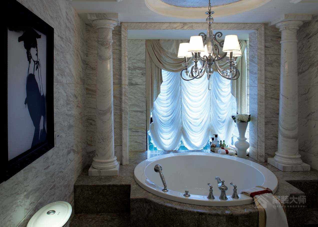 欧式卫生间圆形嵌入式浴缸图片