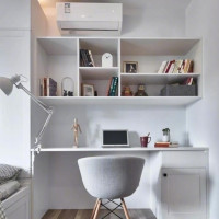简单北欧风书房书桌书柜组合设计
