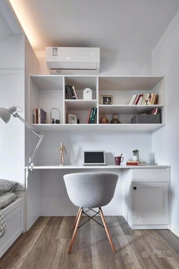 簡單北歐風書房書桌書柜組合設計