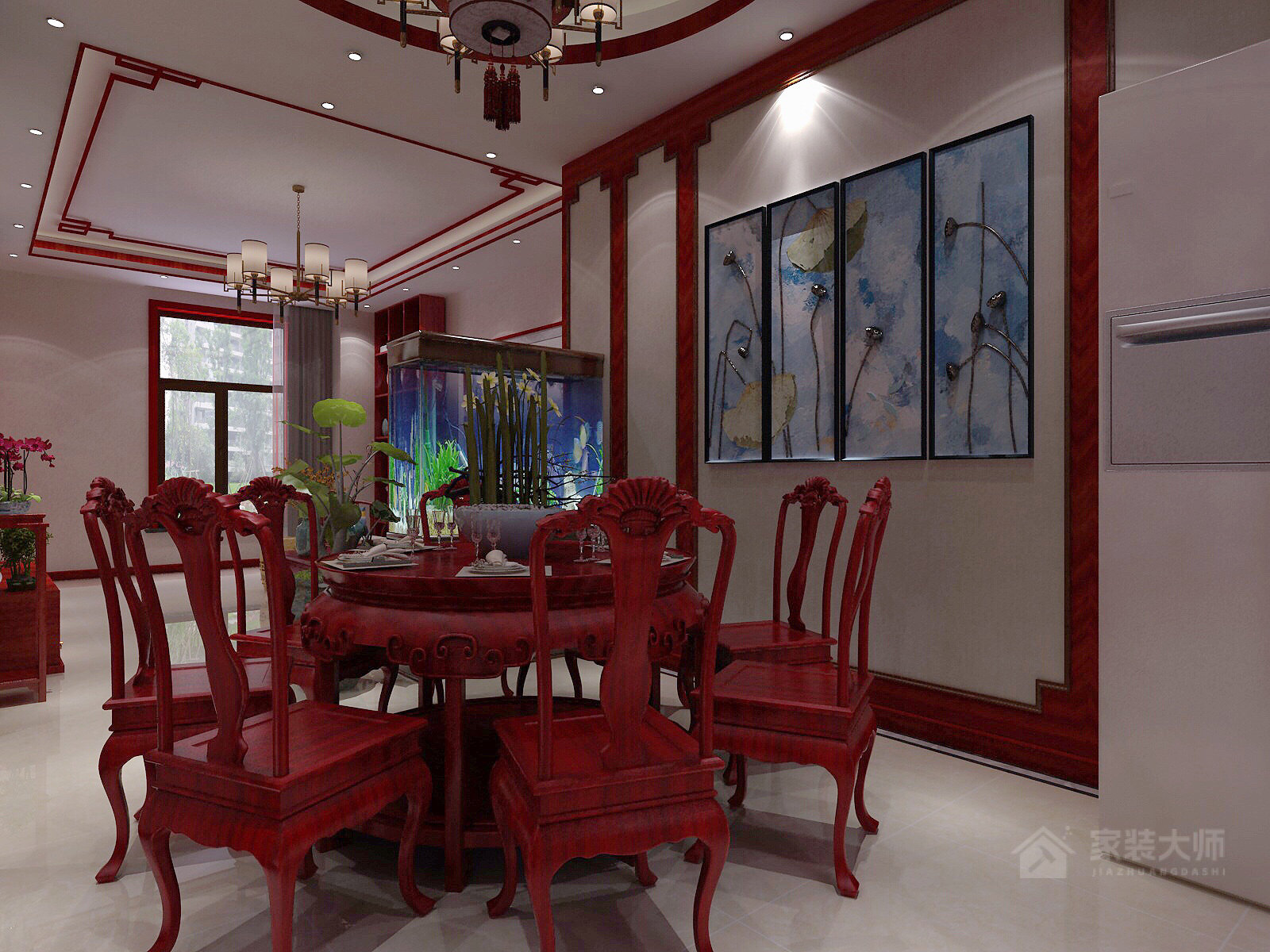 恒大-明都馨园150㎡中式风格三居室