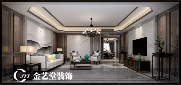 东方蓝海172㎡新中式风格三居室