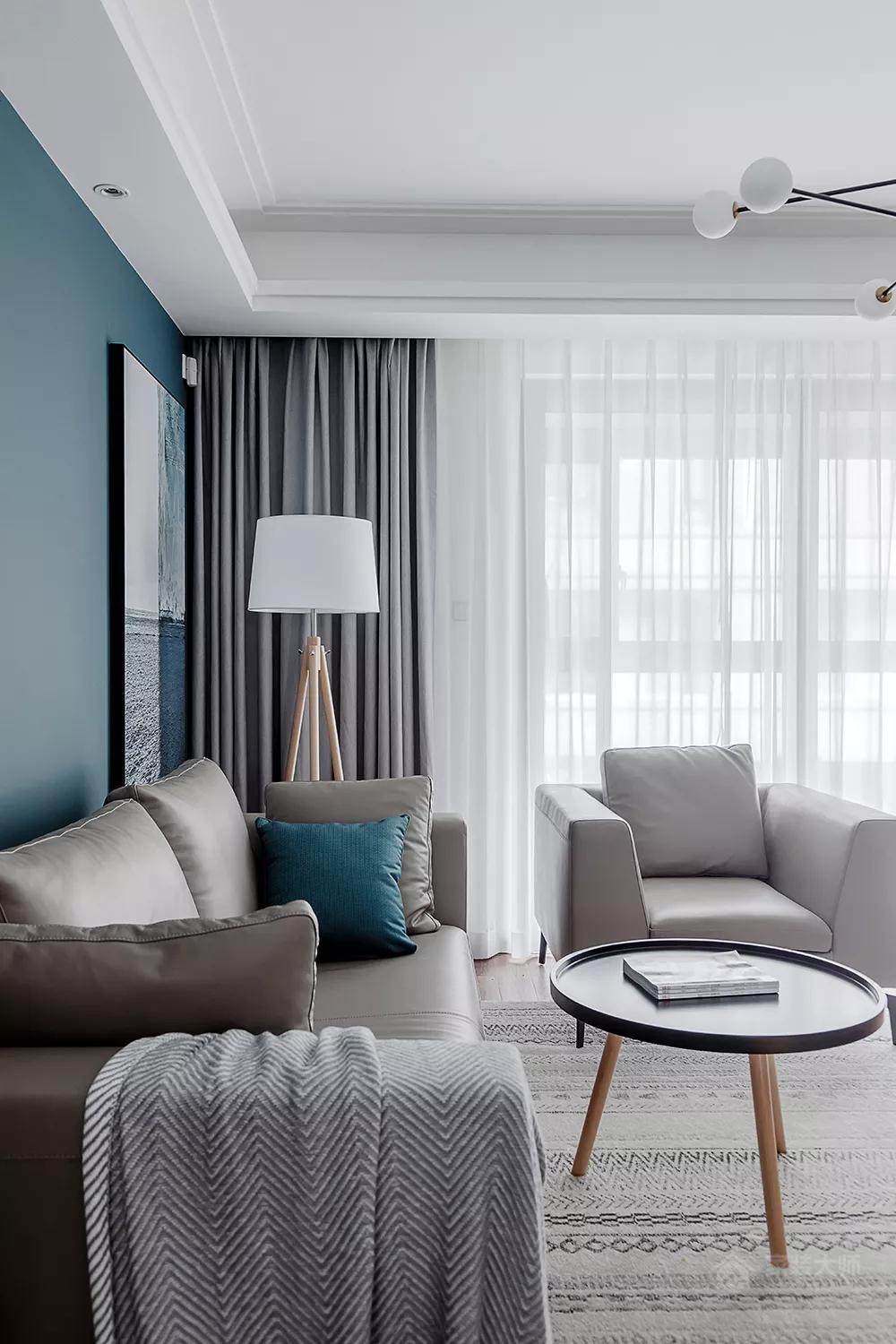 120㎡现代混搭3室2厅，一抹微蓝的清新品质生活！