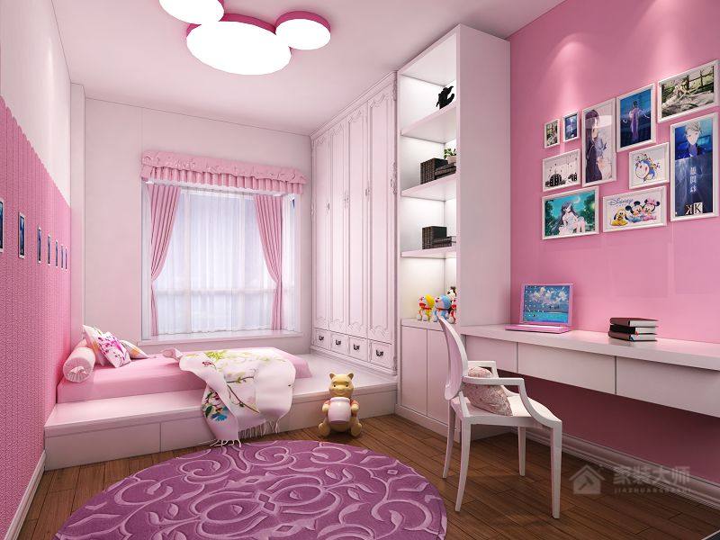 簡約風格粉色兒童房設計效果圖