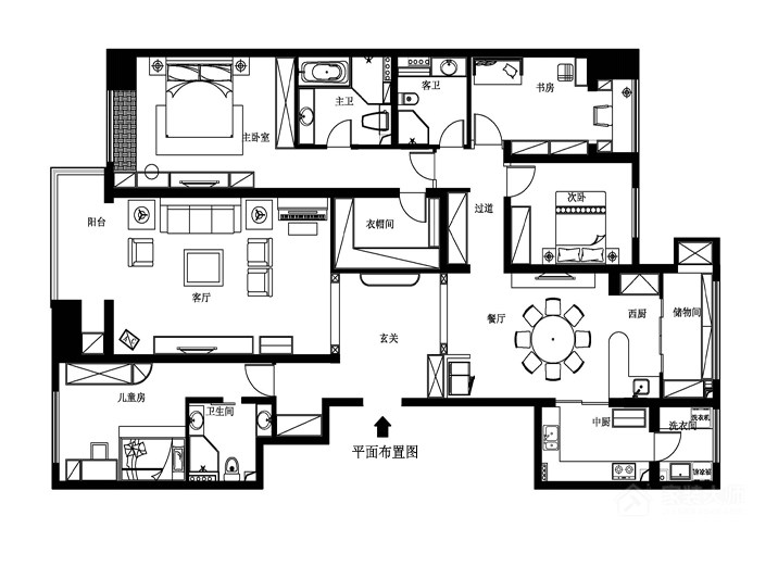 新中式與新古典混搭風(fēng)格192平米四合上院