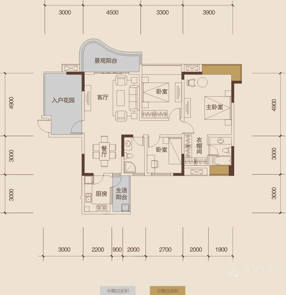 保利花园一期2号楼标准层F2户型