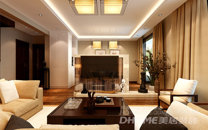 濟南銀豐花園230平頂層復式現代中式風(fēng)格裝修設計案例