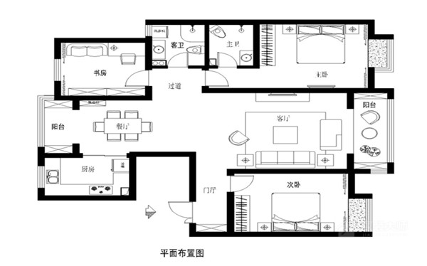 中海国际社区143平-清新淡雅简约时尚三居