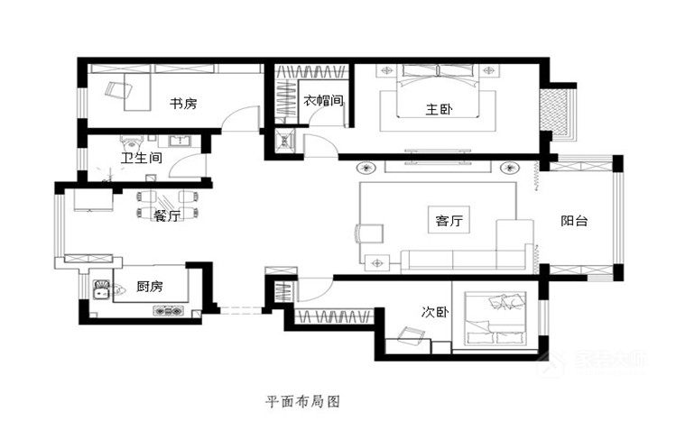 伍号院140平三居新中式风格装修效果图