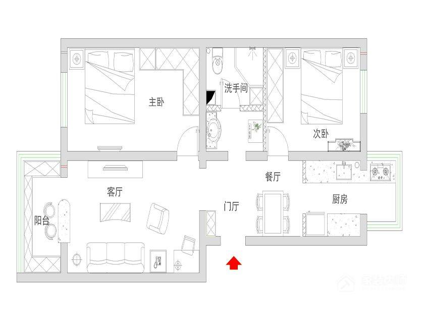 升龙天汇广场77平两居美式之约设计